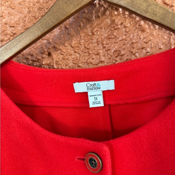 Croft & Barrow Women's Button Front Jacket Size 3X NWT Unlined Red Orange Kohls - Picture 4 of 4